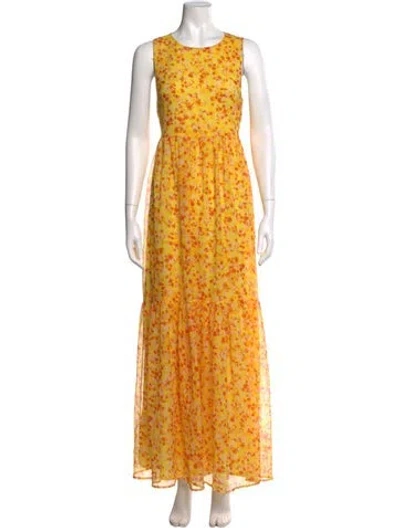 Pre-owned Marie Oliver Floral Print Long Dress In Yellow