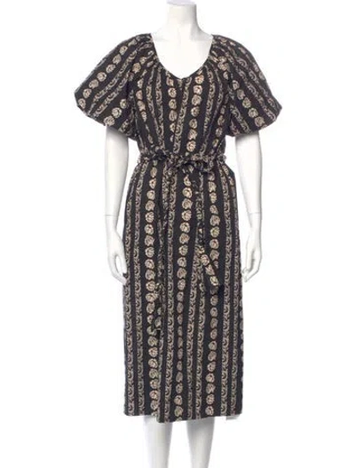 Pre-owned Marie Oliver Floral Print Midi Length Dress W/ Tags In Multi