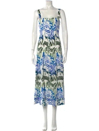 Pre-owned Marie Oliver Floral Print Midi Length Dress W/ Tags In White
