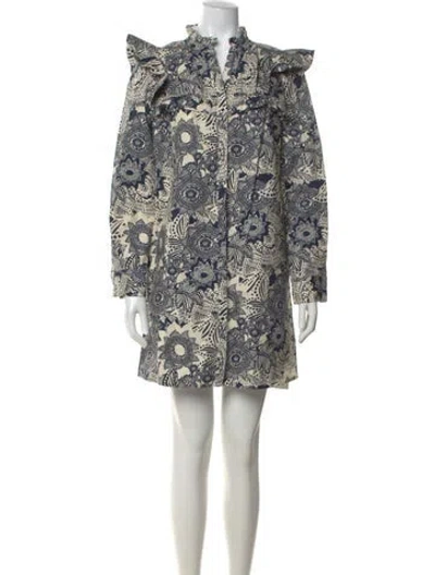 Pre-owned Marie Oliver Floral Print Mini Dress In Blue