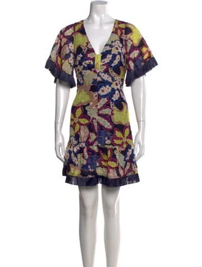 Pre-owned Marie Oliver Floral Print Mini Dress In Blue