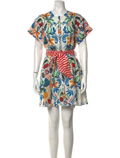 Pre-owned Marie Oliver Floral Print Mini Dress In Blue