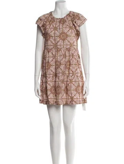 Pre-owned Marie Oliver Floral Print Mini Dress In Brown