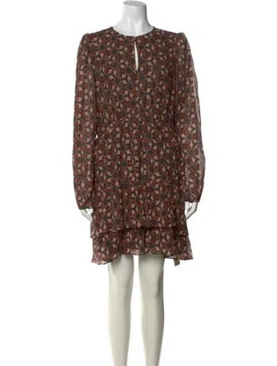 Pre-owned Marie Oliver Floral Print Mini Dress In Brown