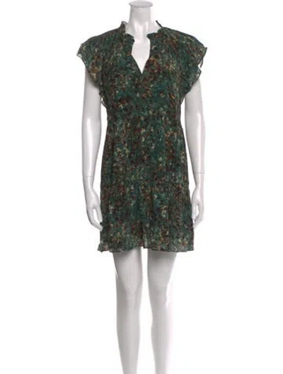 Pre-owned Marie Oliver Floral Print Mini Dress In Green