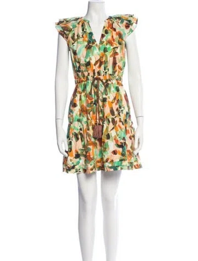 Pre-owned Marie Oliver Floral Print Mini Dress In Green