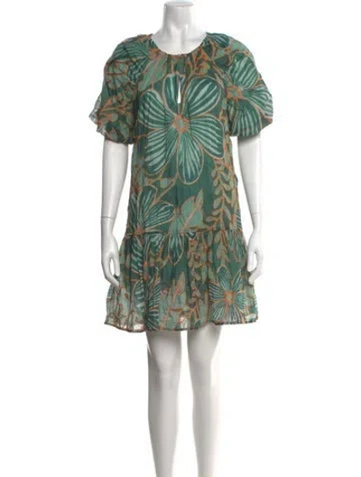 Pre-owned Marie Oliver Floral Print Mini Dress In Green