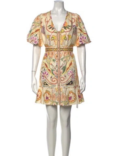 Pre-owned Marie Oliver Floral Print Mini Dress In Green/orange