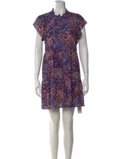 Pre-owned Marie Oliver Floral Print Mini Dress In Purple