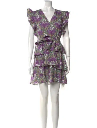 Pre-owned Marie Oliver Floral Print Mini Dress In Purple
