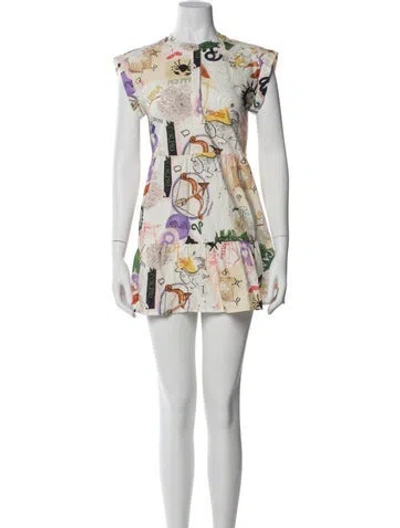 Pre-owned Marie Oliver Floral Print Mini Dress In White