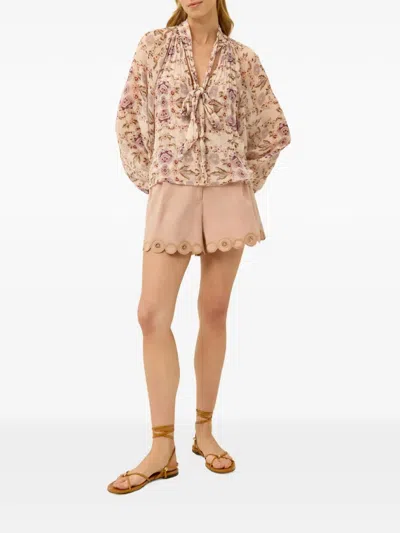 Marie Oliver Florence Floral Tie Blouse Top In Garden In Multi