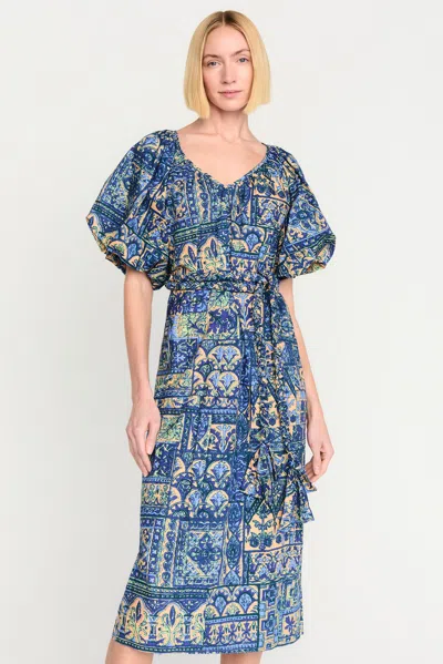 Marie Oliver Foster Dress In Sapphire Tile