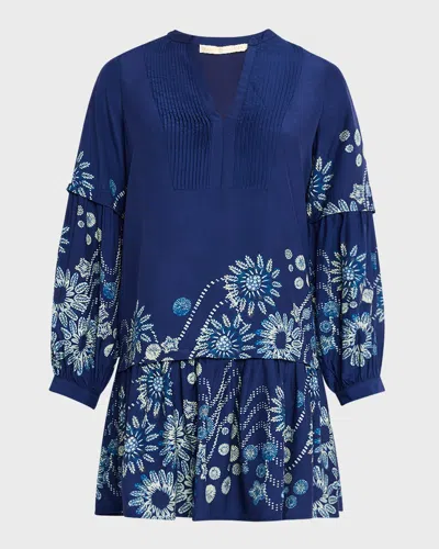 Marie Oliver Frannie Floral-print Pintuck Shift Dress In Astra