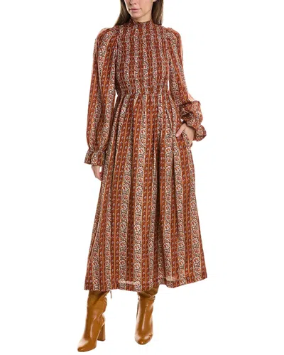 Marie Oliver Freddie Silk-blend Dress In Orange