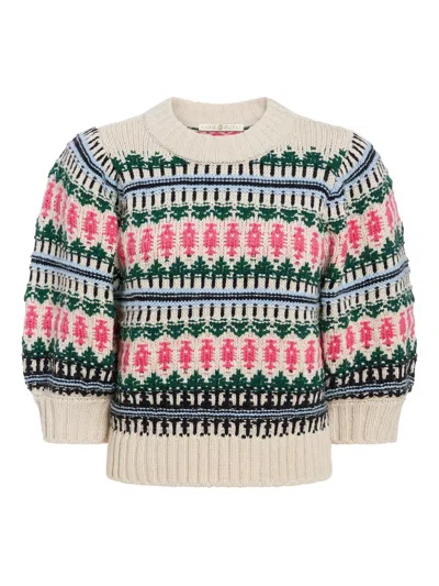 Marie Oliver Gail Patterned Puff-sleeve Top In Neutral