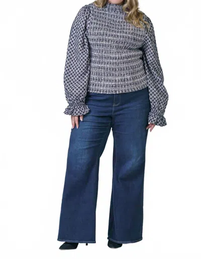 Marie Oliver Glennon Long Sleeve Mock Neck Top - Plus In Navy In Blue