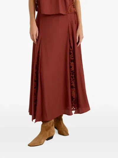 Marie Oliver Gracen Lace-insert Maxi Skirt In Burgundy