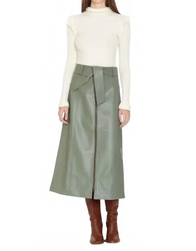 Marie Oliver Greenwich Vegan Leather Skirt In Fern In Gray