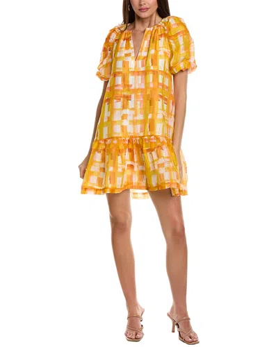 Marie Oliver Greta Linen & Silk-blend Mini Dress In Orange