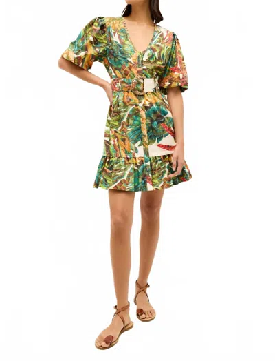 Marie Oliver Gwyneth Leaf-printed Mini Dress In Green