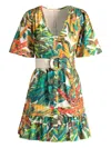 Marie Oliver Gwyneth Leaf-printed Mini Dress In Green