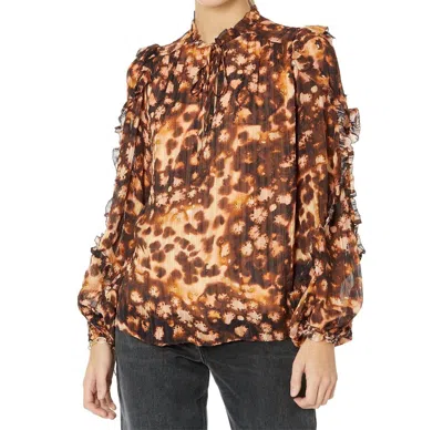 Marie Oliver Haley Blouse In Amber Speckle In Brown Multicolor