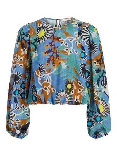 Marie Oliver Hallie Balloon-sleeve Printed Top In Multi
