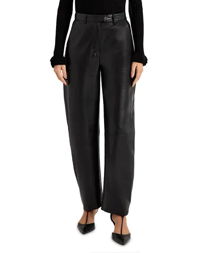 Marie Oliver Harlow Faux Leather Barrel Pants In Black