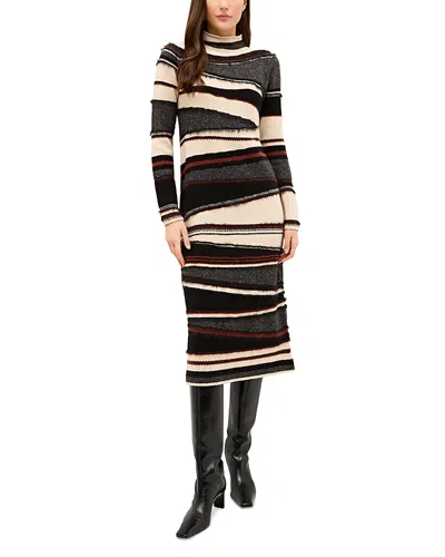 Marie Oliver Gestreiftes Hesta Midikleid Mit Stehkragen In Animal Print