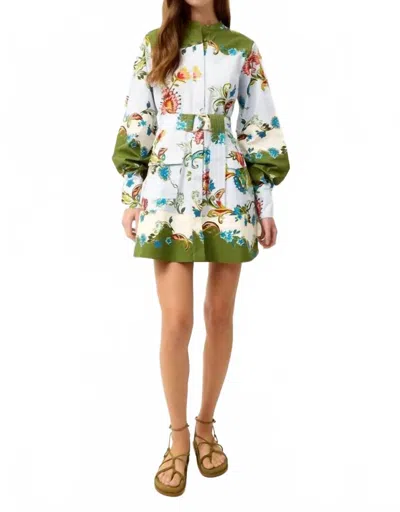 Marie Oliver Hughes Long Sleeve Mini Dress In Delphi In Multi