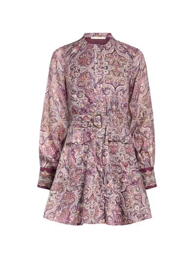 Marie Oliver Hughes Paisley-print Belted Mini Dress In Multi