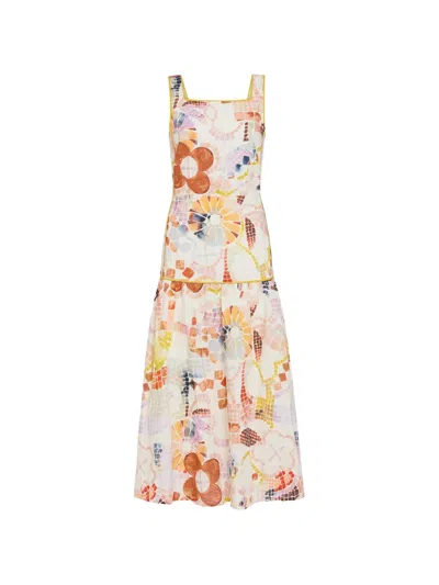 Marie Oliver Jada Mosaic-print Tiered Dress In White