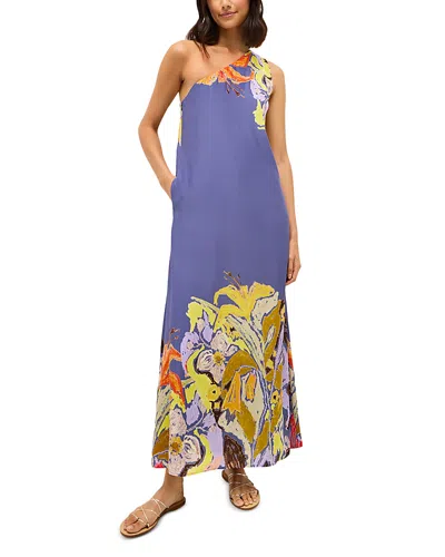 Marie Oliver Jae Asymmetric Floral Dress In Waterlily