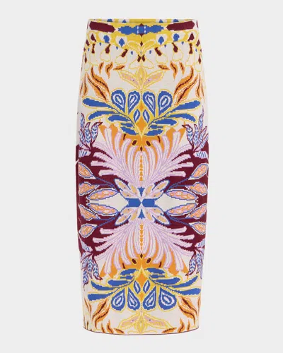 MARIE OLIVER JANIS STRAIGHT JACQUARD-KNIT MIDI SKIRT