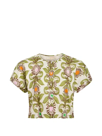 Marie Oliver Jaylen Floral-print Cropped Top In Green
