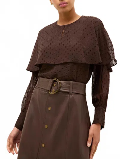 Marie Oliver Jayne Cape Blouse In Walnut In Brown