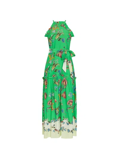 Marie Oliver Keenan Ruffled Floral Print Dress In Green
