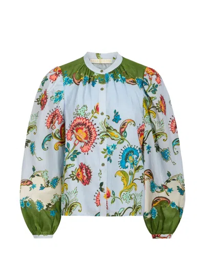 Marie Oliver Kendra Floral Print Blouse In Blue