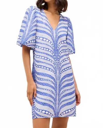Marie Oliver Kiki V-neck Mini Dress In Ripple In Blue