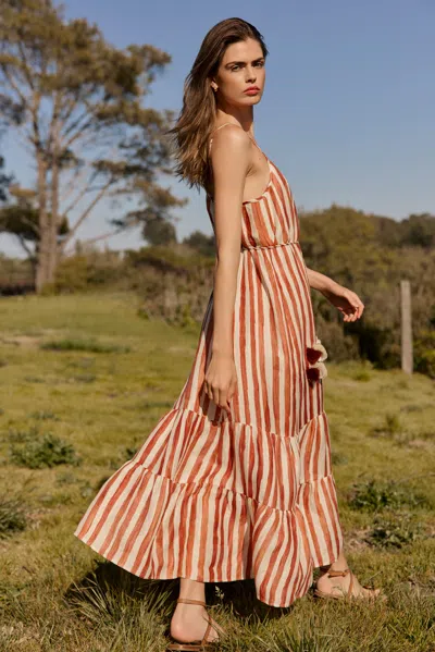 Marie Oliver Kinley Striped Midi Dress In Tierra In Multi