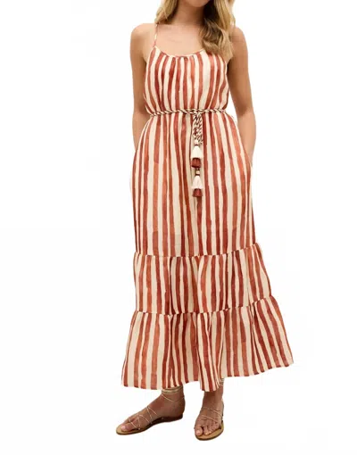 Marie Oliver Kinley Striped Midi Dress In Tierra In Pink