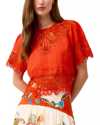 Marie Oliver Kourt Linen Top In Grenadine In Red