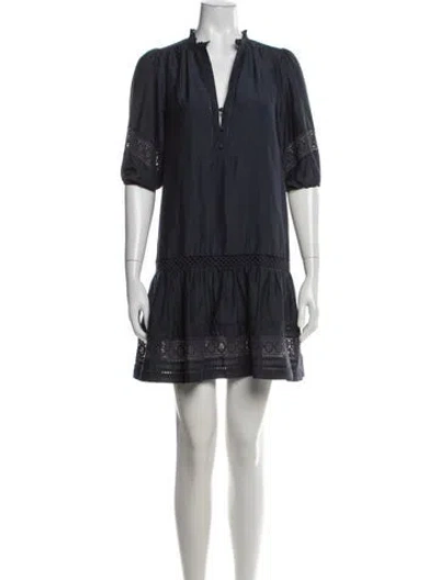 Pre-owned Marie Oliver Lace Pattern Mini Dress In Blue
