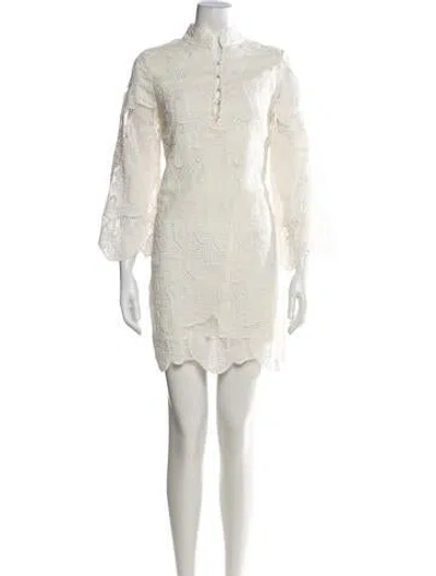 Pre-owned Marie Oliver Lace Pattern Mini Dress In Neutrals