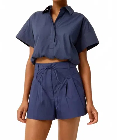 Marie Oliver Lander Pleated Shorts In Navy In Blue