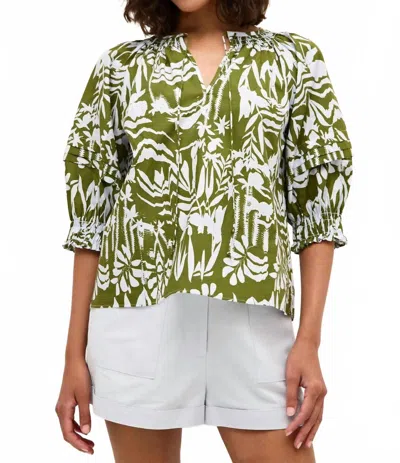 MARIE OLIVER LARA V-NECK TOP IN EMERALD WHISPER