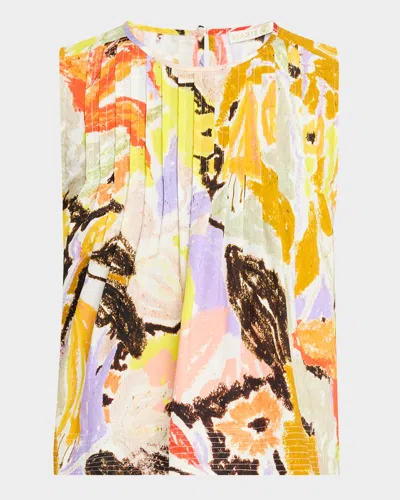 Marie Oliver Letta Abstract-print Pintuck Top In Bouquet