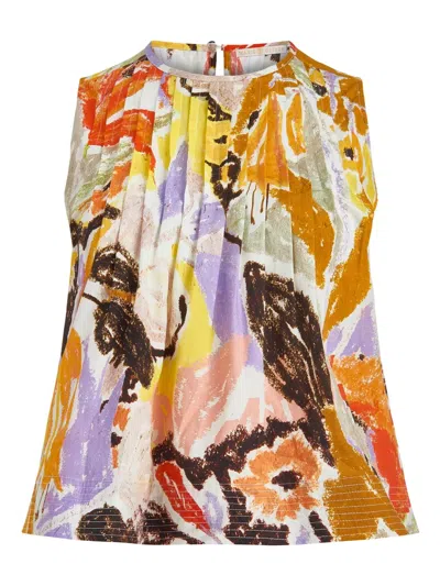 Marie Oliver Letta Abstract-print Pintuck Top In Multi