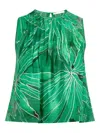 Marie Oliver Letta Leaf-print Top In Green